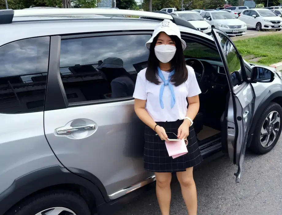 A customer collecting their rental car from Tawan Car Rent Hat Yai